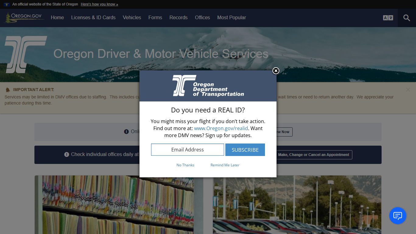 Oregon Department of Transportation : Records Home : Oregon Driver ...